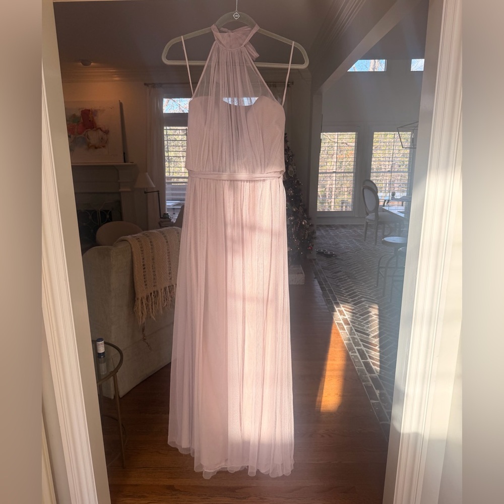 Amsale Gray Net Halter Dress Size 8! Beautiful! **Damaged**